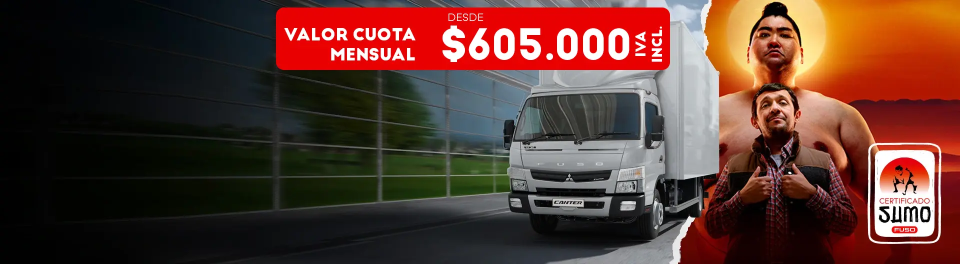 Camioneta Canter 413 Blanca, recorriendo una calle rodeada de edificios