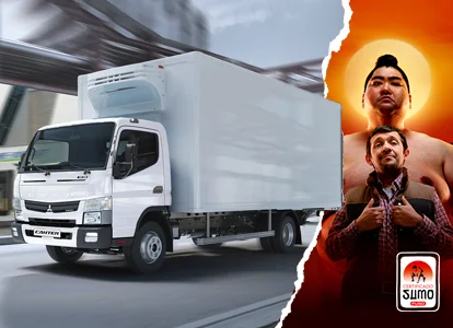 Camion Canter 815, recorriendo calles en la ciudad 