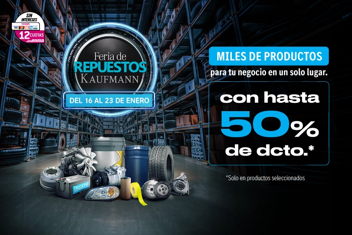 Arranca el 2026 con hasta 50% dcto. en la Gran Feria de Repuestos Kaufmann