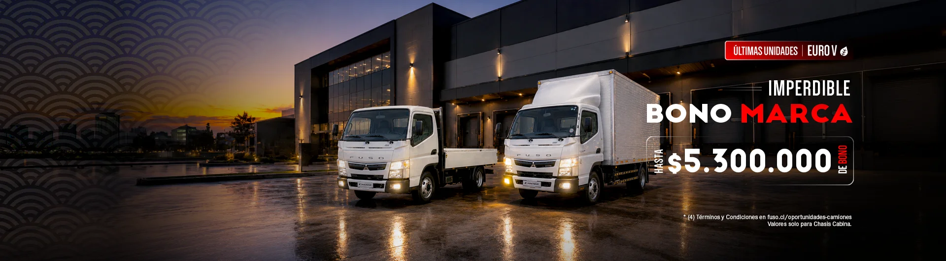 Todos nuestros camiones Fuso <br>con Bonos Imperdibles