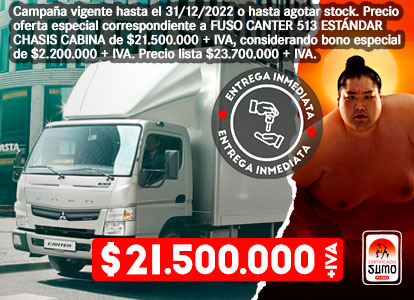 Camion Canter 513 Blanco, detenido en una calle urbana para ceder el paso a personas que cruzan la calle