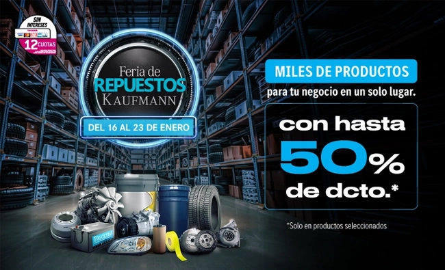 Arranca el 2026 con hasta 50% dcto. en la Gran Feria de Repuestos Kaufmann